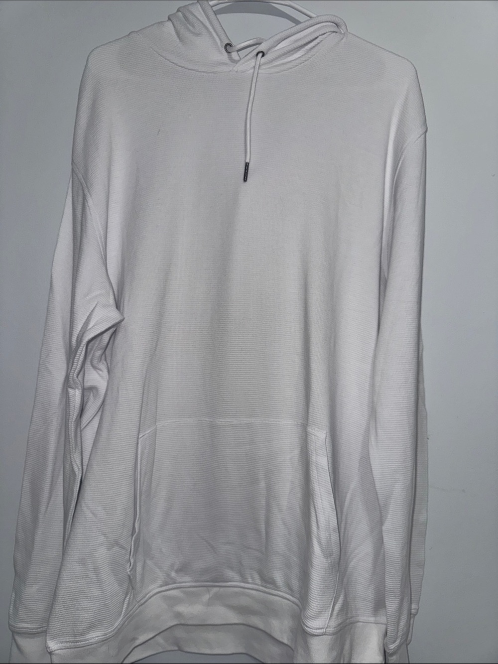 True Classic Men's White Hooded waffle knit Sweater - Lightweight Pullover